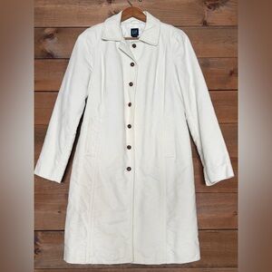 Vintage Gap off-white cotton long trench coat jacket size medium
